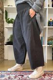 Lock Needlecord Shirring Barrel Pant Charcoal